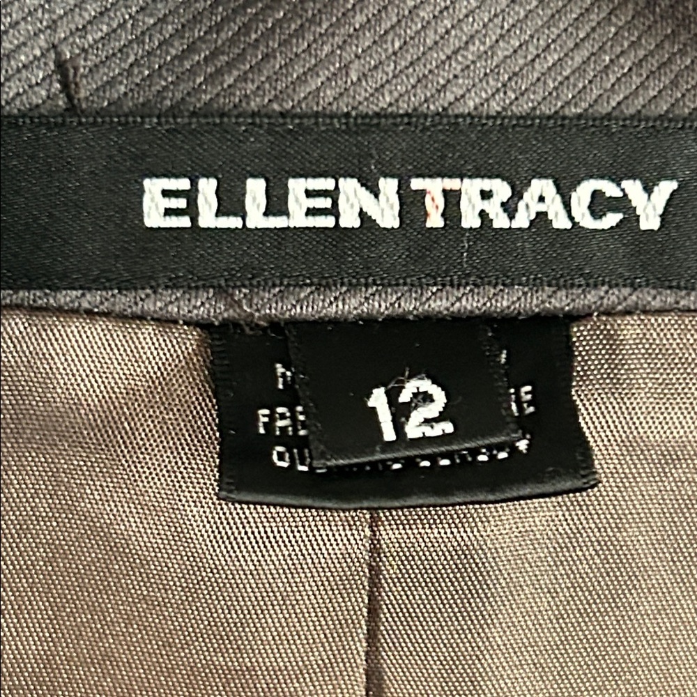 Ellen Tracy Women's Dark Gray Sleek Look 2  Button Long Fitted Blazer Jacket - Picture 9 of 11